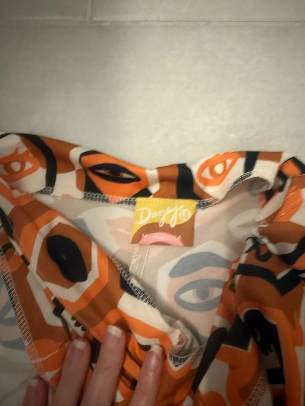 Dazey LA Orange, Black & White Geometric Face Print Skort - Picture 5 of 5